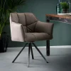 Fauteuil de table tissu jeans gris pied étoile LUCKNOW