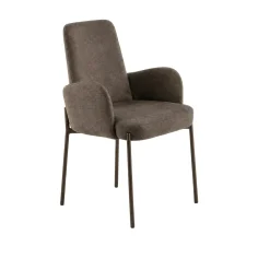 Fauteuil de table tissu marron pieds bronze (x2) AUREN