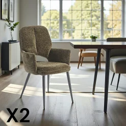 Fauteuil de table vert à dossier ouvert (lot de 2) LIGURIE