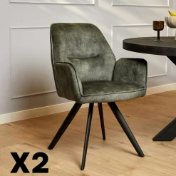 Fauteuil de table vert moderne (lot de 2) CORTINA