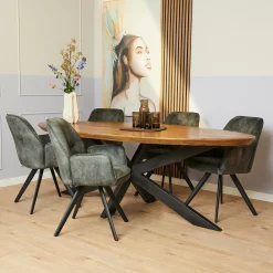 Fauteuil de table vert moderne (lot de 2) CORTINA