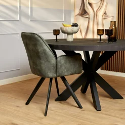 Fauteuil de table vert moderne (lot de 2) CORTINA