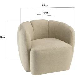 Fauteuil dossier arrondi en tissu beige CASTILLE