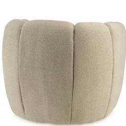 Fauteuil dossier arrondi en tissu beige CASTILLE