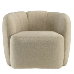 Fauteuil dossier arrondi en tissu beige CASTILLE