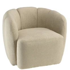 Fauteuil dossier arrondi en tissu beige CASTILLE
