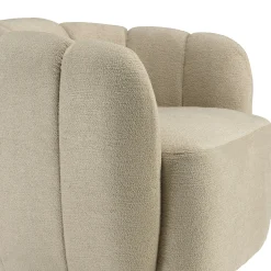 Fauteuil dossier arrondi en tissu beige CASTILLE