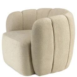 Fauteuil dossier arrondi en tissu beige CASTILLE