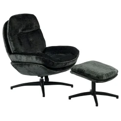 Fauteuil détente gris foncé pivotant avec repose-pieds IENA