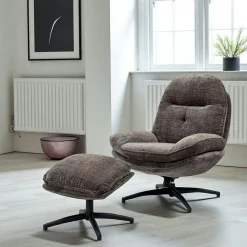 Fauteuil détente gris pivotant avec repose-pieds IENA
