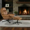 Fauteuil détente havane pivotant et repose-pieds IENA