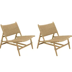 Fauteuil détente motifs tressés et teck (lot de 2) SUMMER