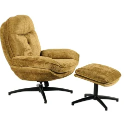 Fauteuil détente moutarde pivotant avec repose-pieds IENA