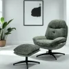 Fauteuil détente vert sapin pivotant avec repose-pieds IENA