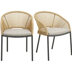 Fauteuil en aluminium beige avec coussin (lot de 2) KUTA