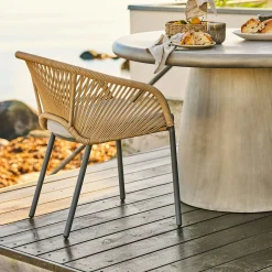 Fauteuil en aluminium beige avec coussin (lot de 2) KUTA