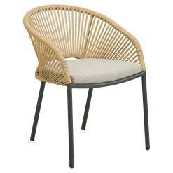 Fauteuil en aluminium beige avec coussin (lot de 2) KUTA