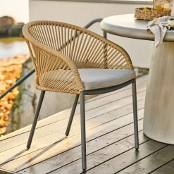 Fauteuil en aluminium beige avec coussin (lot de 2) KUTA