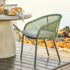 Fauteuil en aluminium vert avec coussin (lot de 2) KUTA