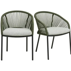 Fauteuil en aluminium vert avec coussin (lot de 2) KUTA