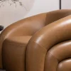Fauteuil en cuir marron pivotant BRADFORD