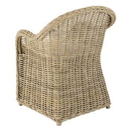 Fauteuil en kubu et rotin avec coussin blanc MANY