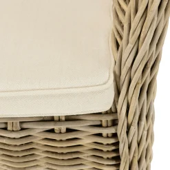 Fauteuil en kubu et rotin avec coussin blanc MANY