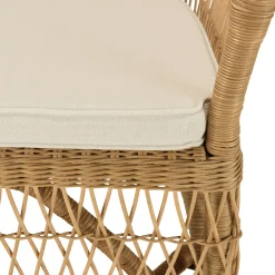 Fauteuil en rotin chic avec coussin blanc MANY
