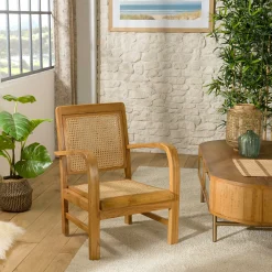 Fauteuil en rotin et bois DIKA