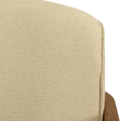 Fauteuil en tissu beige et bois de teck recyclé SWING