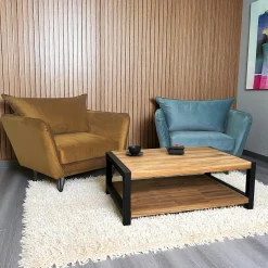 Fauteuil en velours ocre EPIKA