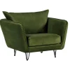 Fauteuil en velours vert kaki EPIKA