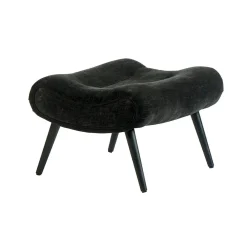 Fauteuil et pouf assortis tissu noir MALMOE