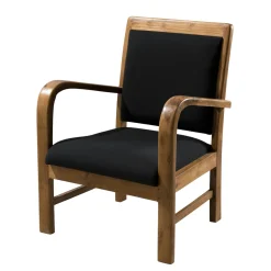 Fauteuil exotique en Teck et Coton noir 61x63x81cm DIKA