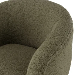Fauteuil forme cabriolet tissu bouclette vert kaki TIM