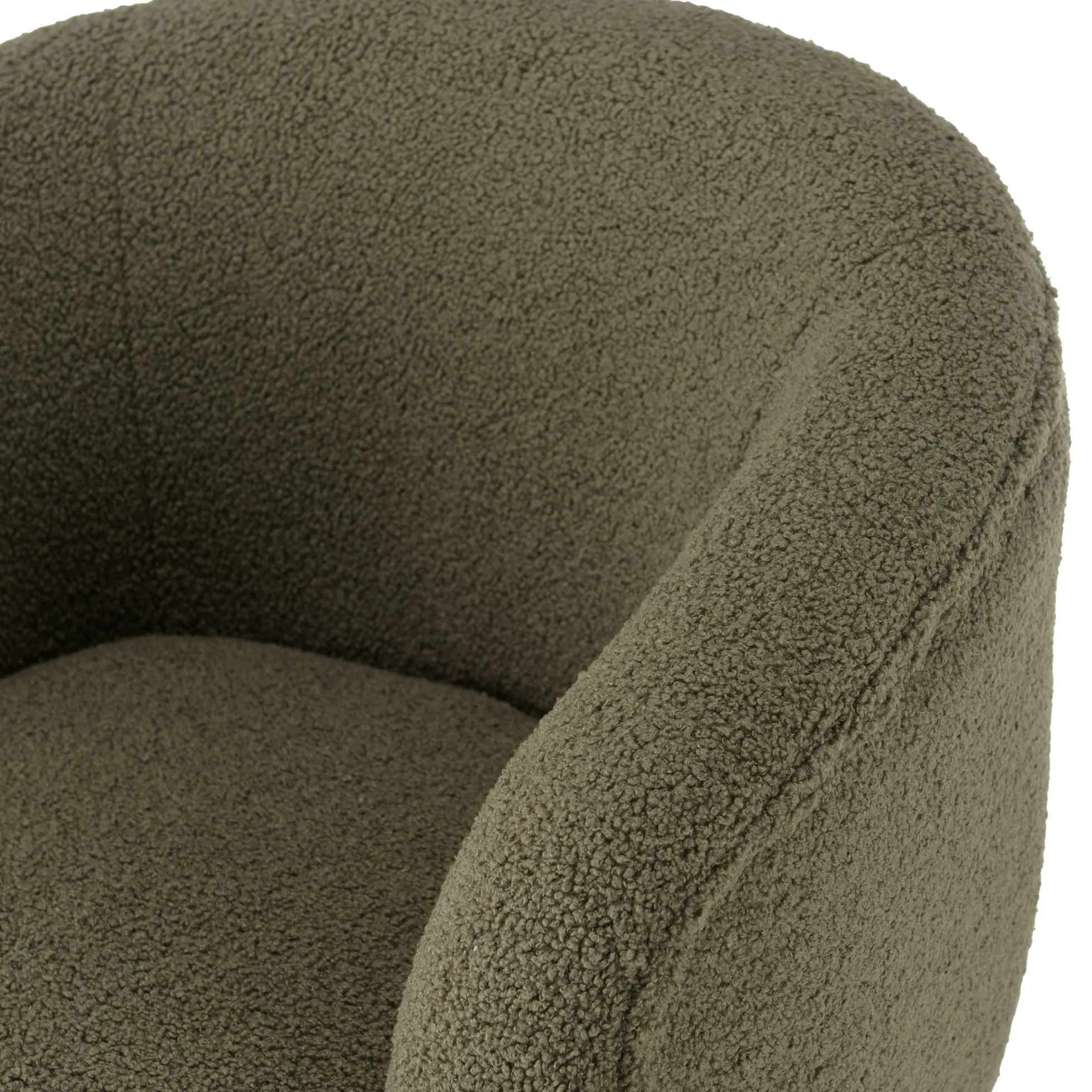 Fauteuil forme cabriolet tissu bouclette vert kaki TIM