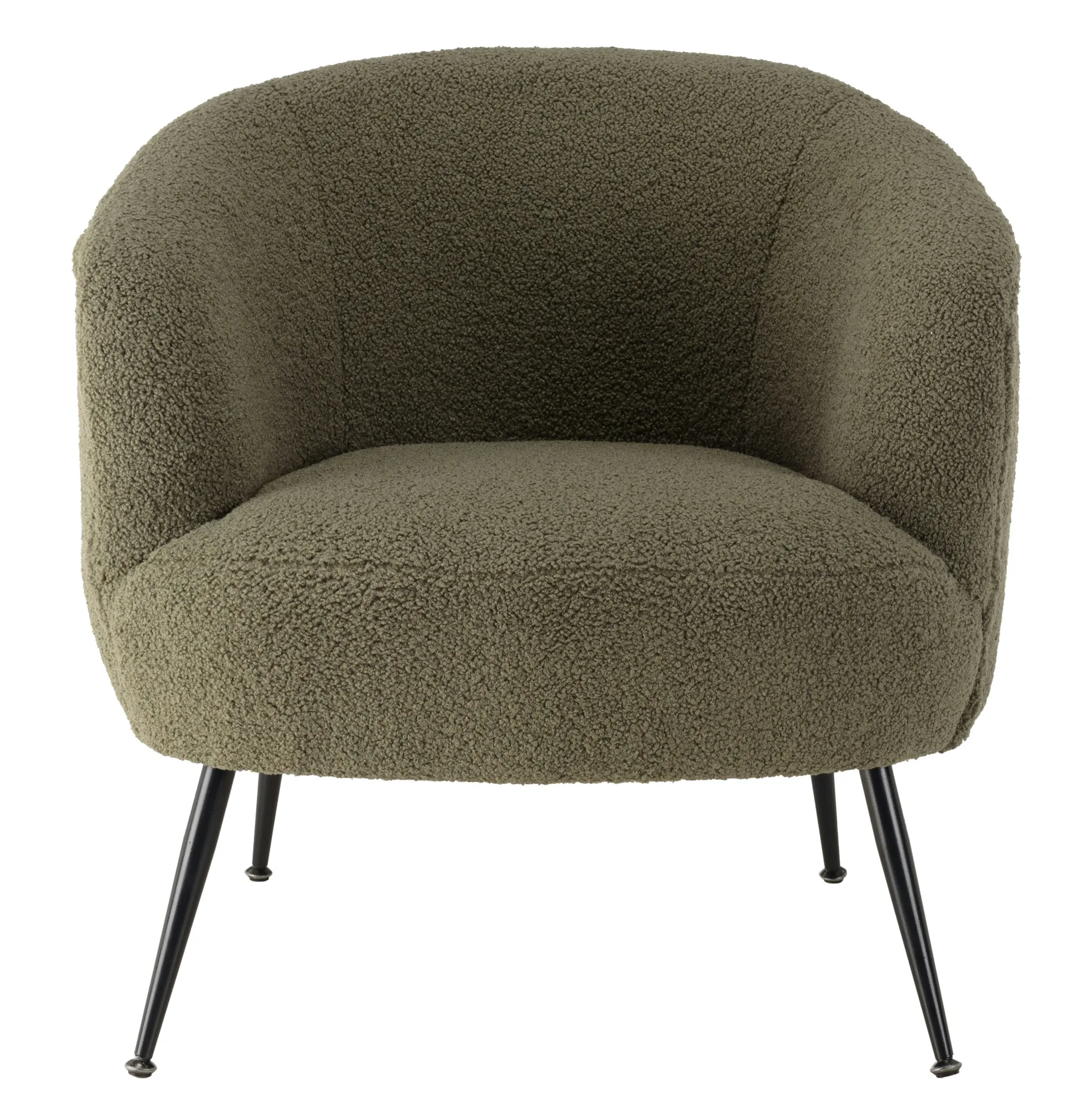 Fauteuil forme cabriolet tissu bouclette vert kaki TIM