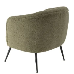 Fauteuil forme cabriolet tissu bouclette vert kaki TIM