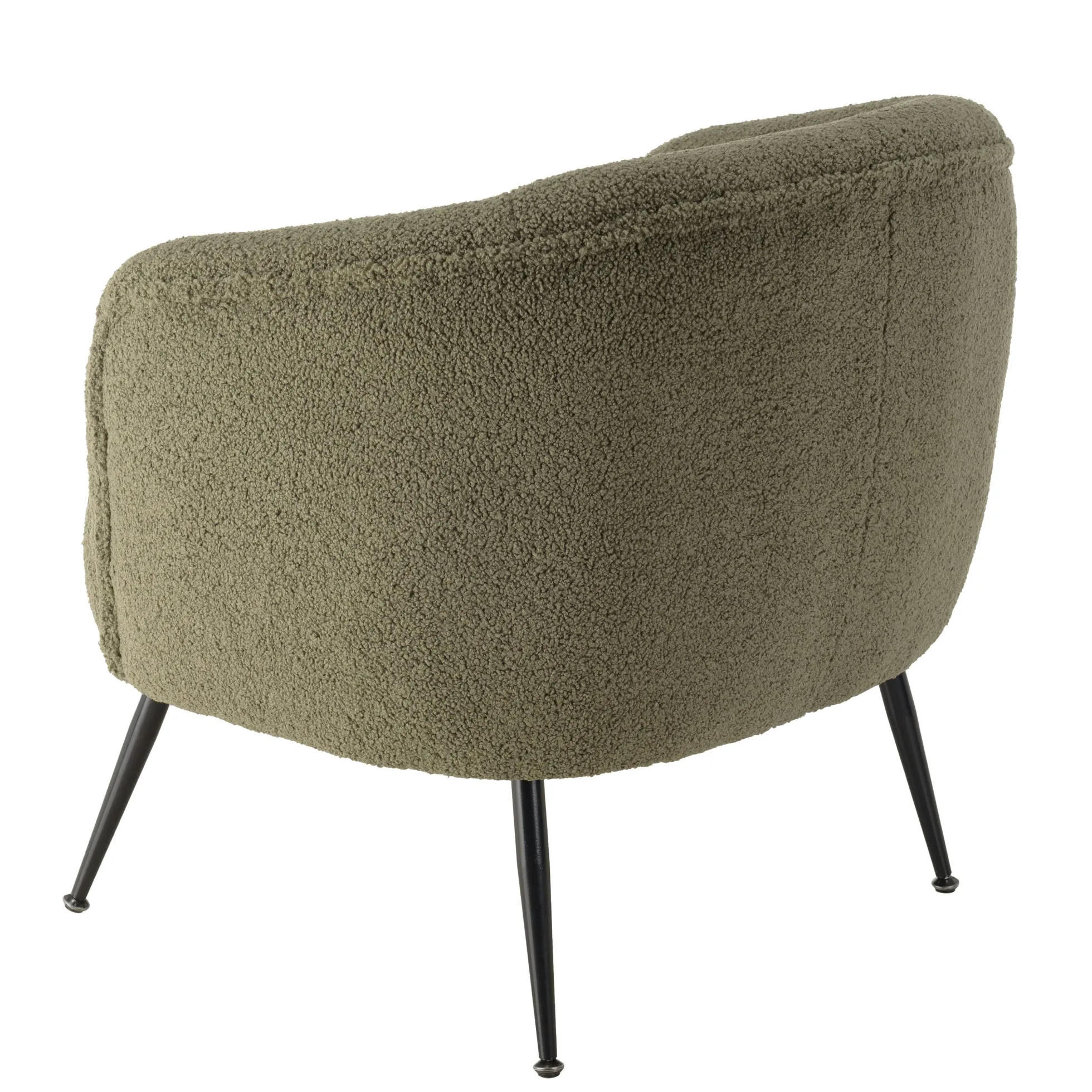 Fauteuil forme cabriolet tissu bouclette vert kaki TIM