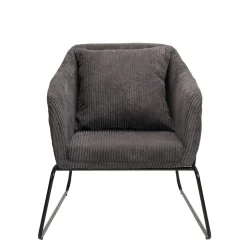 Fauteuil gris anthracite en velours côtelé TIM