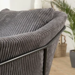Fauteuil gris anthracite en velours côtelé TIM