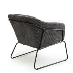 Fauteuil gris anthracite en velours côtelé TIM