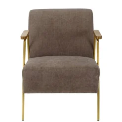 Fauteuil gris foncé en tissu avec accoudoirs bois TIM