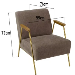Fauteuil gris foncé en tissu avec accoudoirs bois TIM