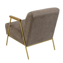 Fauteuil gris foncé en tissu avec accoudoirs bois TIM