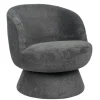 Fauteuil gris pivotant - tissu chenille, style rétro IENA
