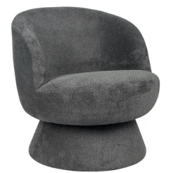 Fauteuil gris pivotant - tissu chenille, style rétro IENA