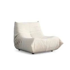 Fauteuil lounge blanc plissé sans accoudoirs ARVEN