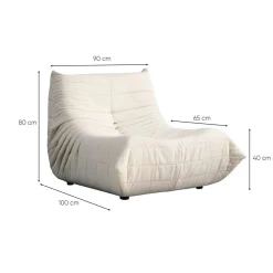 Fauteuil lounge blanc plissé sans accoudoirs ARVEN