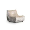 Fauteuil lounge gris clair plissé sans accoudoirs ARVEN